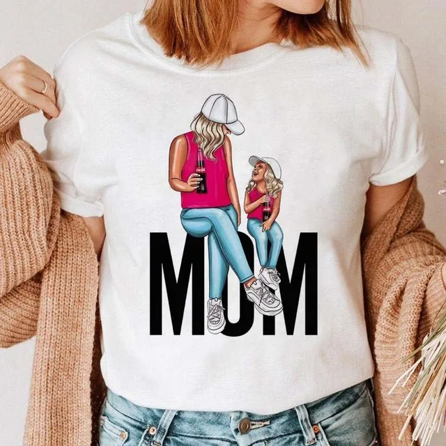 

Летняя белая футболка в стиле Харадзюку, женские футболки с мультяшным принтом для мамы и девушки, женский топ с милым графическим принтом, женские футболки с круглым вырезом для мам