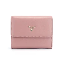 2022 new fashion short leather wallet womens three fold head layer cowhide simple small wallet folding thin multi card position