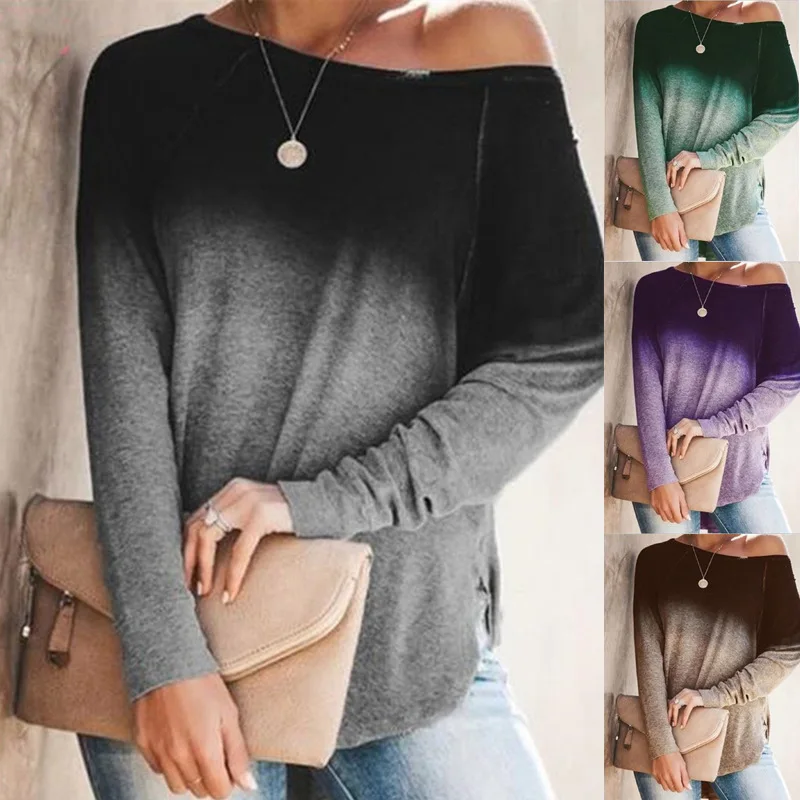 

T-shirts Tops Women New Round Neck Cover Loose Long Sleeve Element Casual T-shirt Women Fashion Woman Blouses Women Clothing