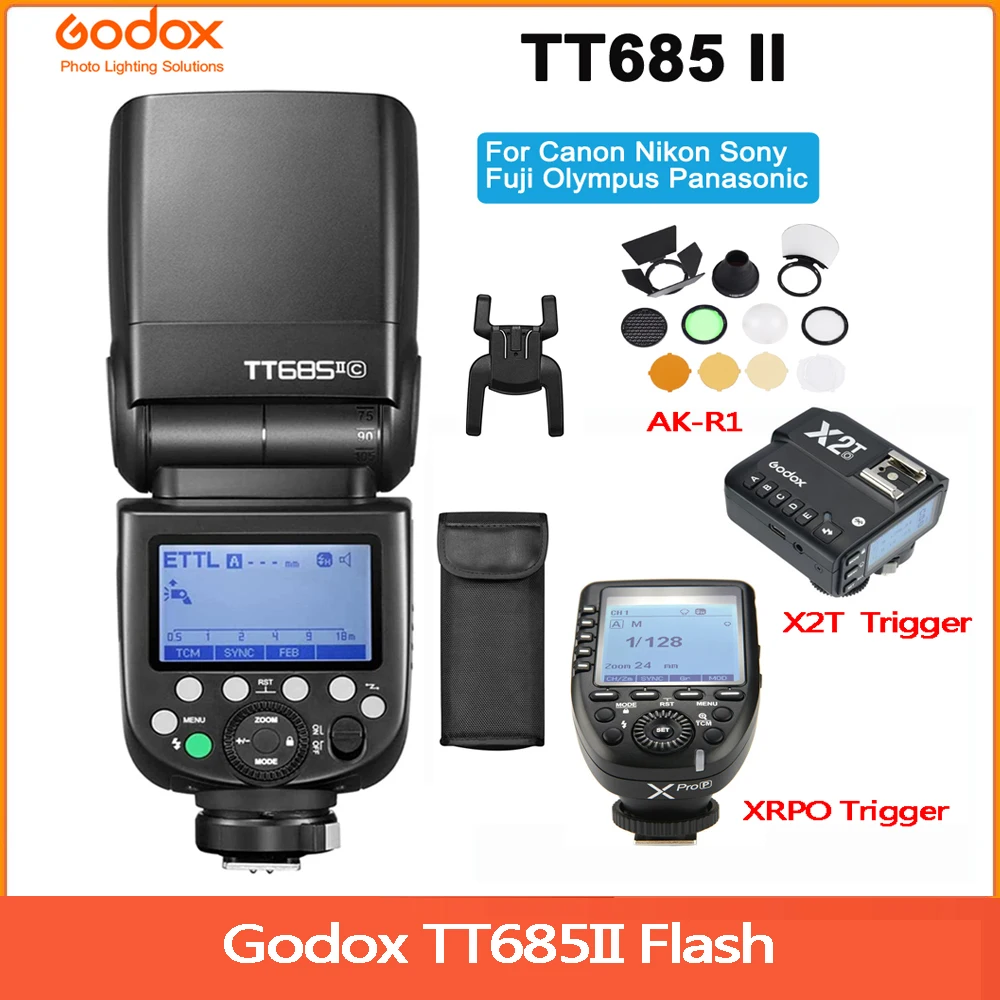 Вспышка для камеры Godox TT685II TT685 II C/N/S/F/O TTL HSS Speedlite 2 4G Беспроводная система X Canon Nikon Sony