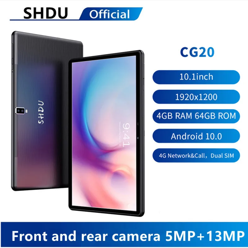 Планшет SHDU 10 1 дюйма Android 1920x1200 Восьмиядерный процессор SC9863A 4 Гб ОЗУ 64 ПЗУ сетевой