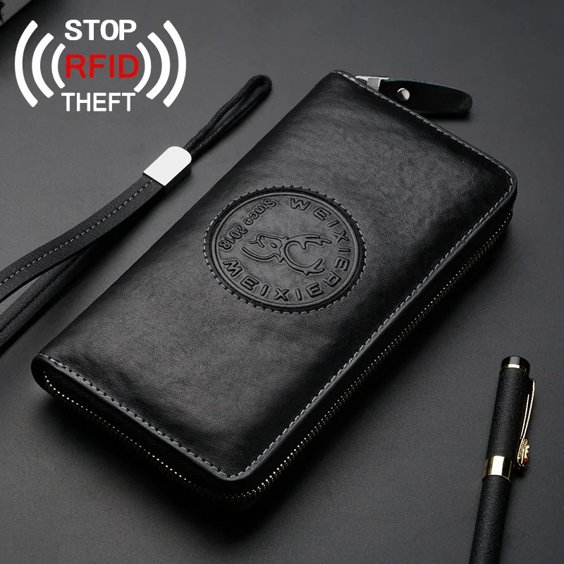 

RFID anti-theft brush new men's leather functional handbag business leisure large capacity Wallet