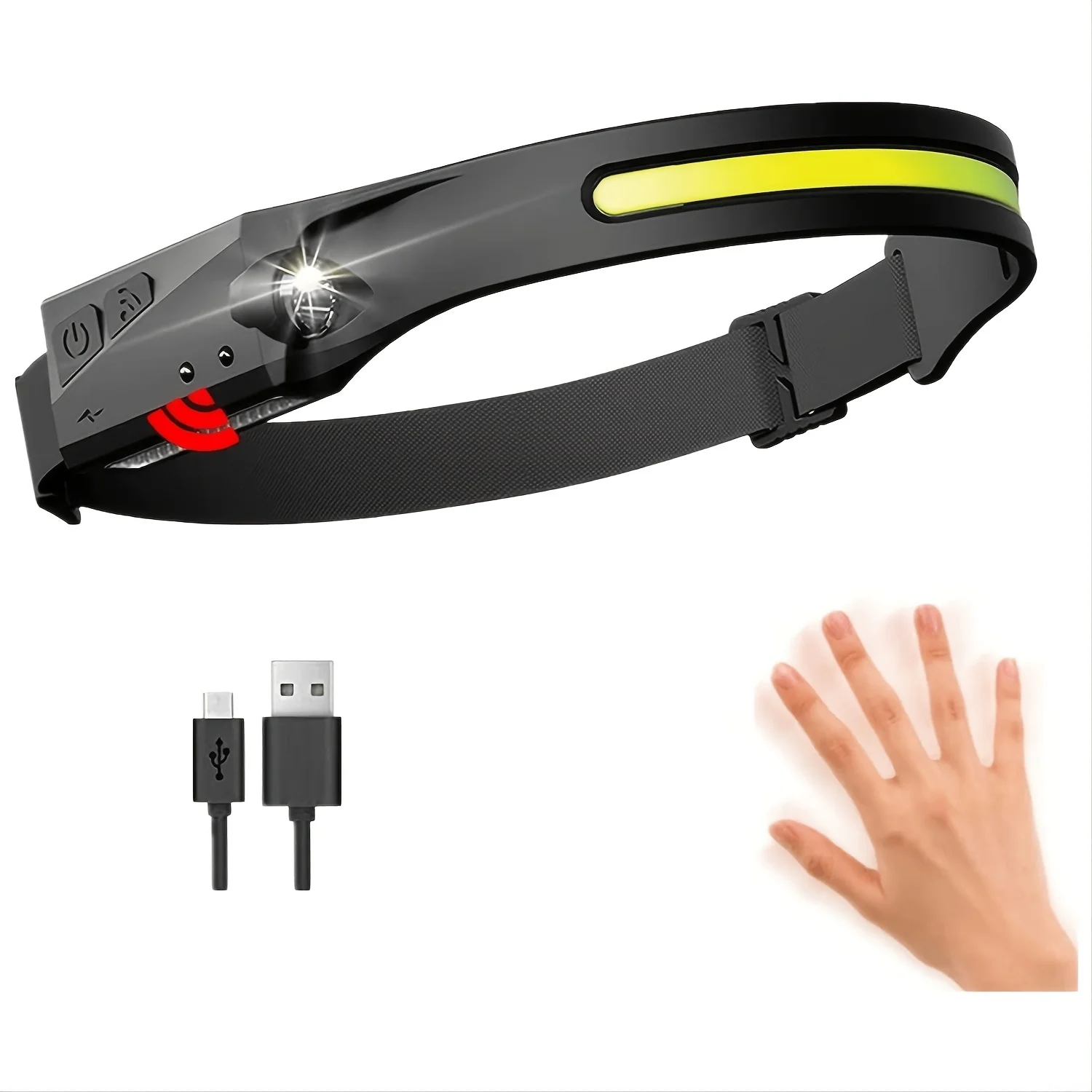 

Налобный фонарь с аккумулятором, супер яркий налобный фонарь с датчиком движения, водонепроницаемый налобный фонарь с регулируемой головкой для походов, рыбалки, кемпинга