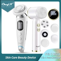 ckeyin 6 in 1 electric rotation facial cleansing brush hot compress face lifting massager ems led photon skin care winkle remove