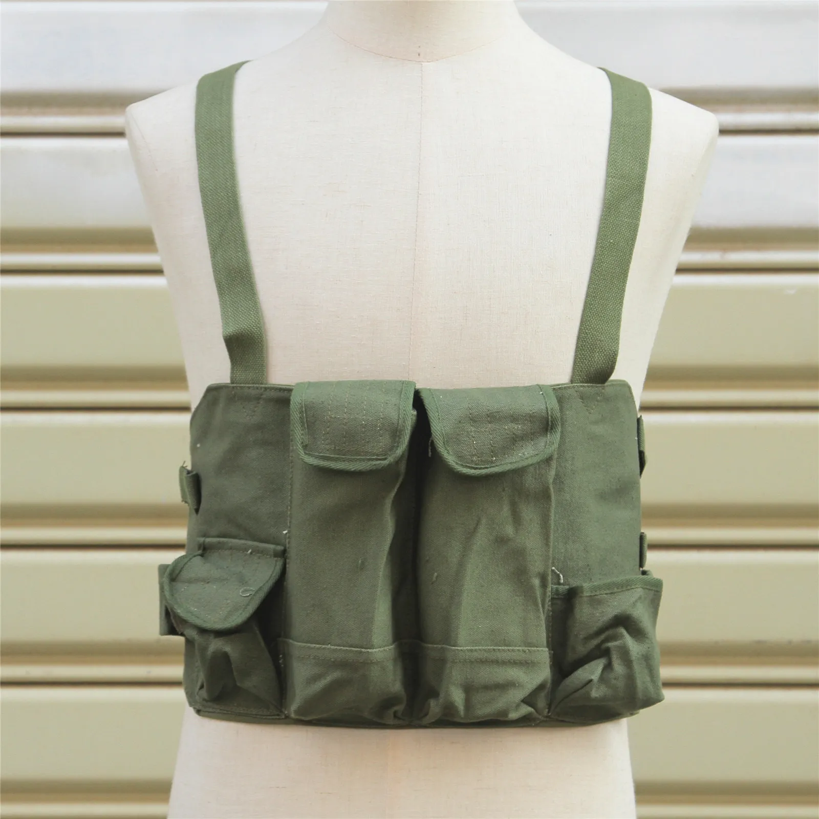 Rare Version Military Surplus Chinese Specisl Forces Type 81 Chest Rig 2-Pocket Bandoleer Cartridge Holder Ak 47 Pouches Bag