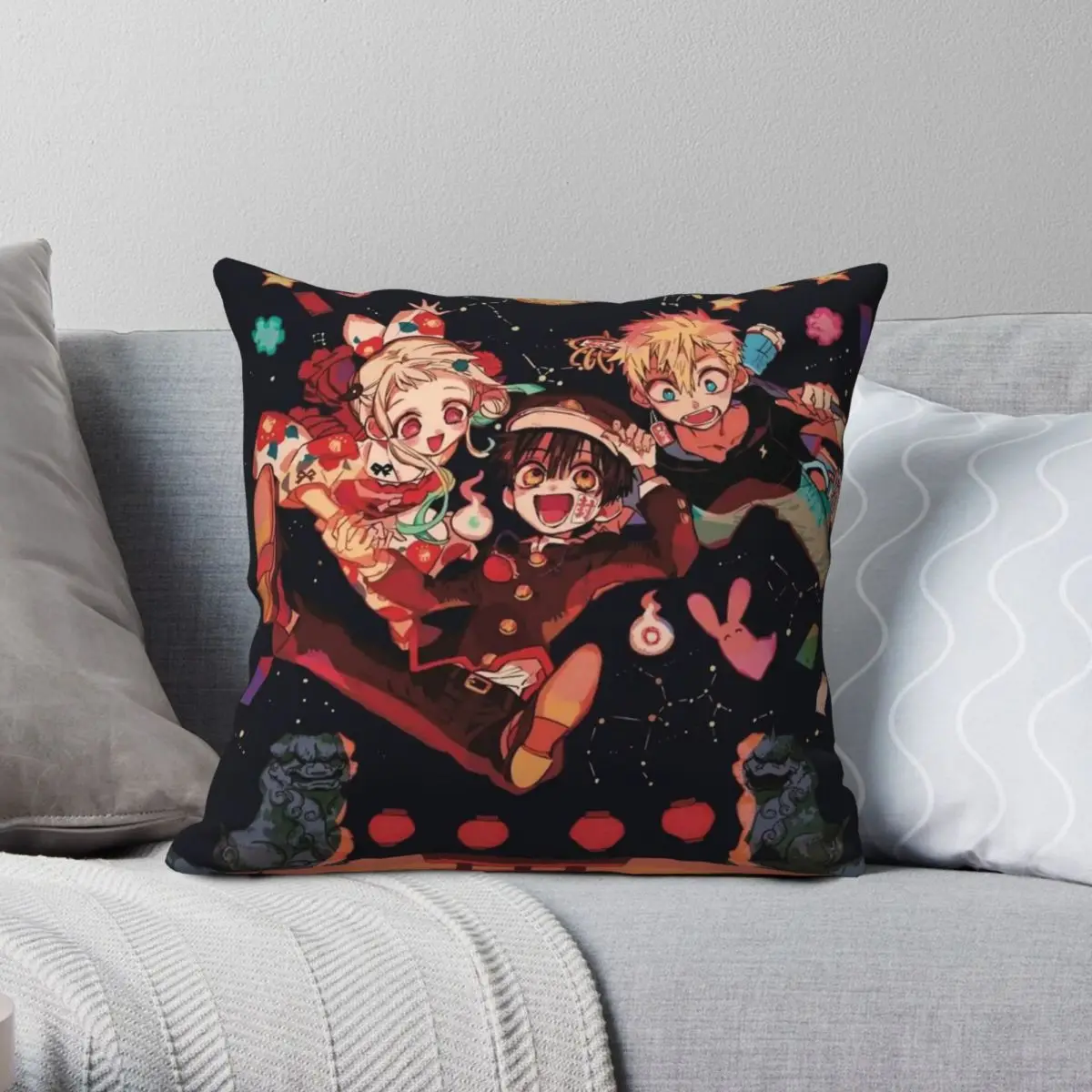 

Toilet Bound Hanako Kun Square Pillowcase Polyester Linen Velvet Pattern Zip Decorative Pillow Case Home Cushion Case