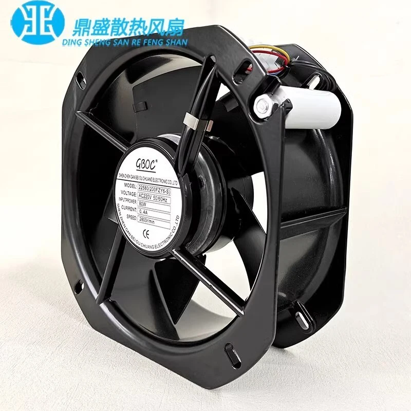 Фото Вентилятор охлаждения GBOC, 1 шт., для 22580 200FZY6-S, AC220V, 80W, 0.4A, 2800 об/мин, цельнометаллический, 22 см, 220×220×80 мм №3