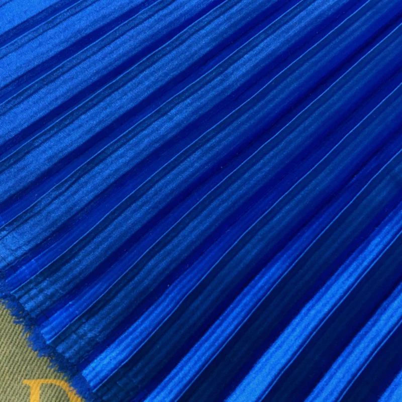 3/5/10m Solid Crinkle Crepe Glossy Shiny Pleated Fabric Satin Plisse For Sewing Dress Black Blue Green By the Meter - купить по