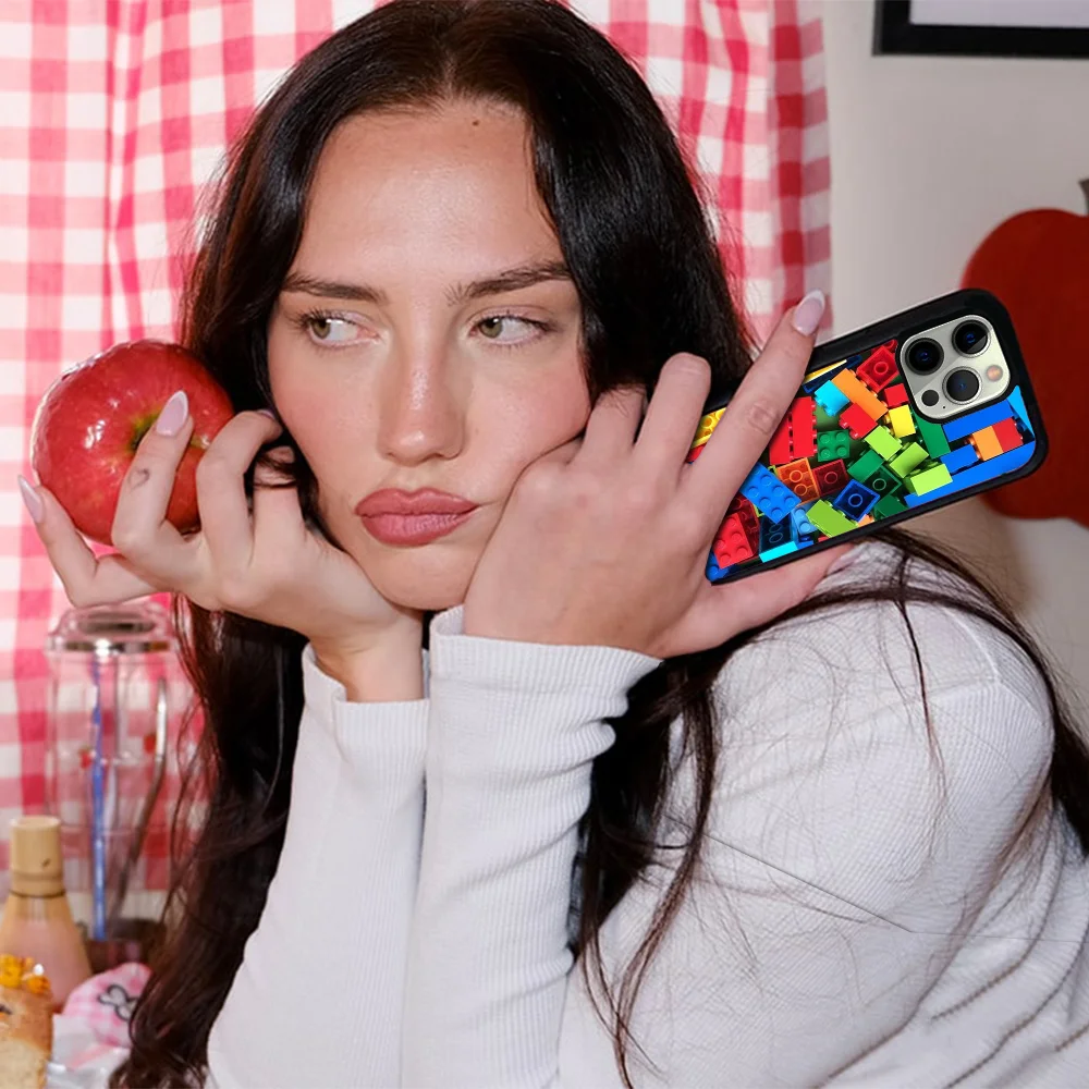 L-Lego Blocks(1) чехол для телефона IPhone 11 12 13 14 15 Plus Pro Max зеркальный акриловый Magsafe