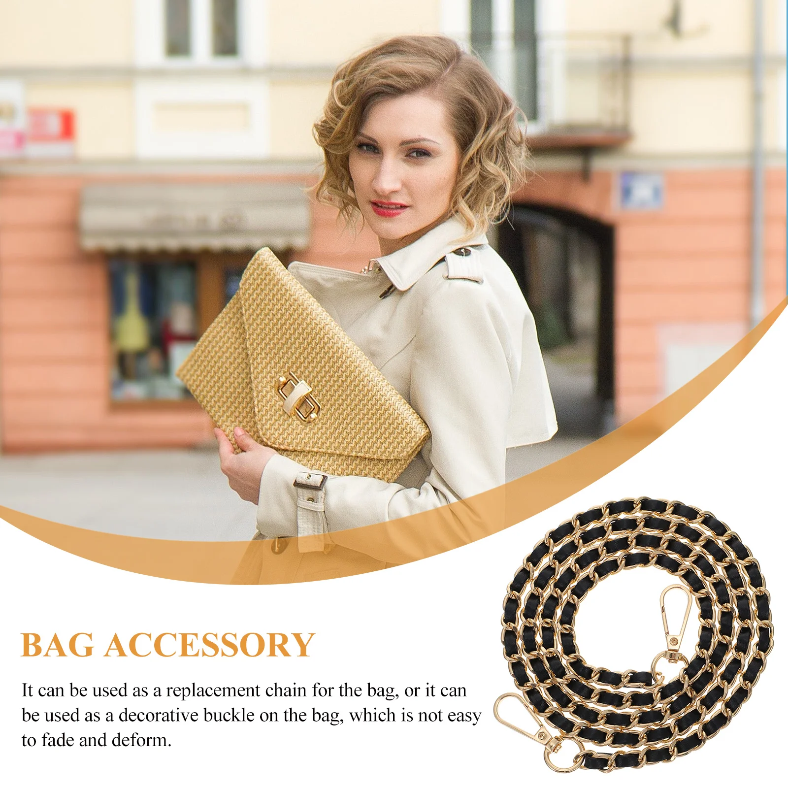 

2 Pcs Bag Chain Accessories Ladies Purses DIY Supply Accessory Handbag Metal Replacement Strap Crossbody Miss
