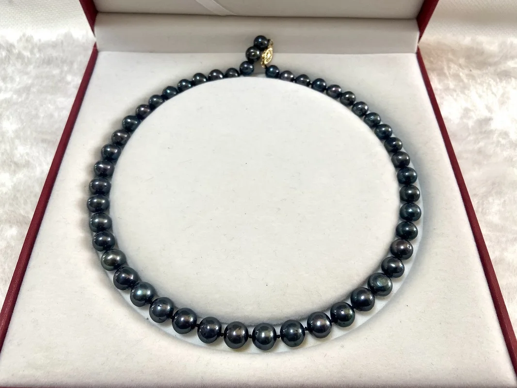 

Natural 9-10mm Black Pearls Necklace Near Round 45cm Length Less Defect, Women Necklace,Fashion Bead Jewelry