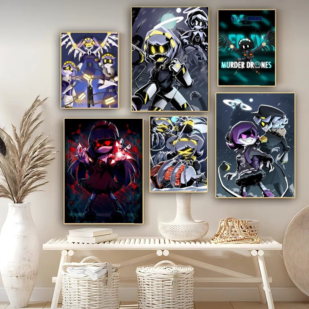 Murder Drones Movie Classic Vintage Posters Decoracion Painting Wall Art White Kraft Paper Kawaii Room Decor