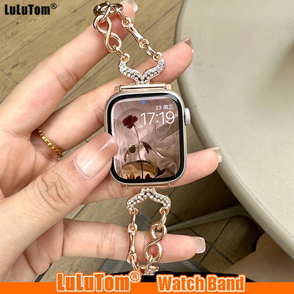 

Fishtail Diamond Bracelet Strap For Iwatch 9 7 8 SE 6 5 Breathable Metal Band For Apple Watch 41mm 40mm 38mm 42mm 44 45mm 49mm