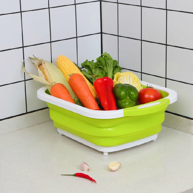

Multifunction Collapsible Cutting Board Dish Tub 3 In 1 Folding Sink Drain Basket Travel Outdoor Camp Portable Basins