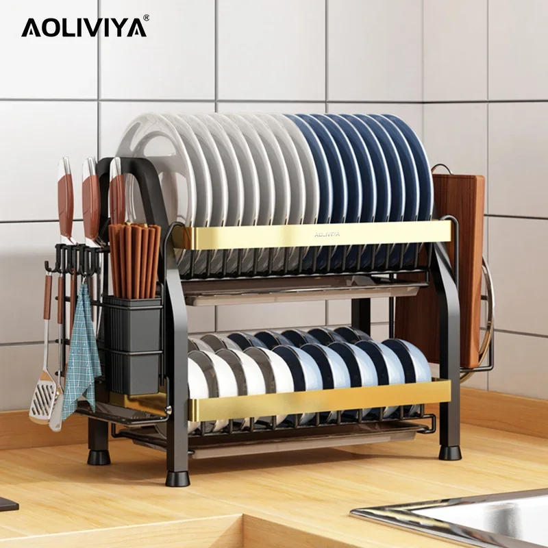 

Кухонная стойка для посуды SH AOLIVIYA из нержавеющей стали, многофункциональная стойка для слива раковины, зеркальная разделочная доска, столовая посуда, нож R