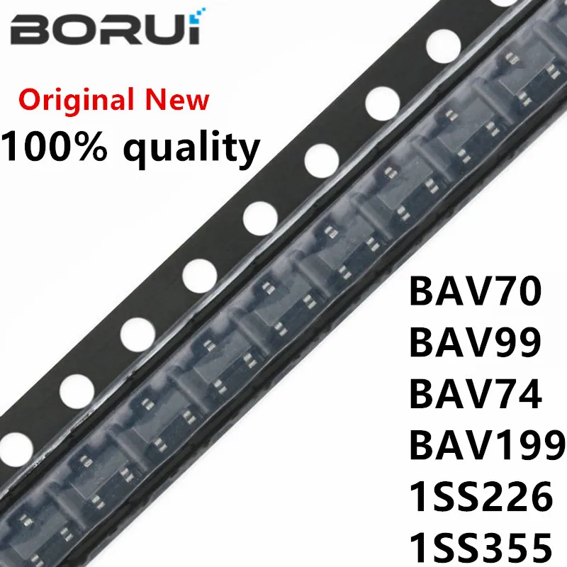 

100pcs BAV70 BAV99 A7 A7W BAV74LT1G BAV74 JA BAV70LT1G A4 BAV199 BAV199LT1G JY 1SS226 C3 SOD-323 1SS355 A SOT-23