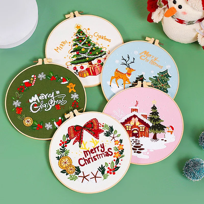 

Набор для вышивки «Merry Christmas», Набор для вышивки крестиком для начинающих, тканевые нитки, материал, сумка «сделай сам», набор для рукоделия, домашний Декор, живопись