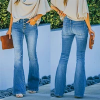 90s vintage button fly high waist flare leg jeans casual pants denim boot cut buttons stretch slim streetwear denim trousers