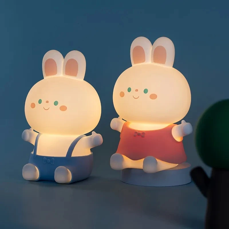 

Silicone Rabbit Clapping Lamp Children's Birthday Gift LED Bedroom Bedside Night Lights Home Decor USB Variable Light Table Lamp