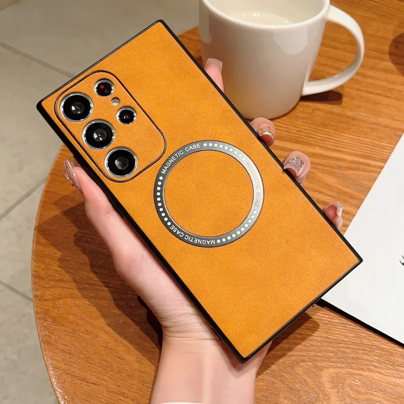 

Magnetic Wireless Charging Case for Samsung Galaxy S23 S22 Ultra S23PLUS Leather Magsafe Back Cover for Samsung S22Plus