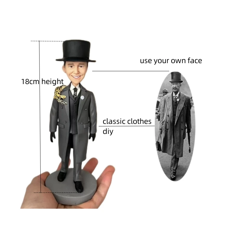 Custom Classic Gentleman's Robe Figurine Handmade 18cm Height for Funny Gift Souvenir Family