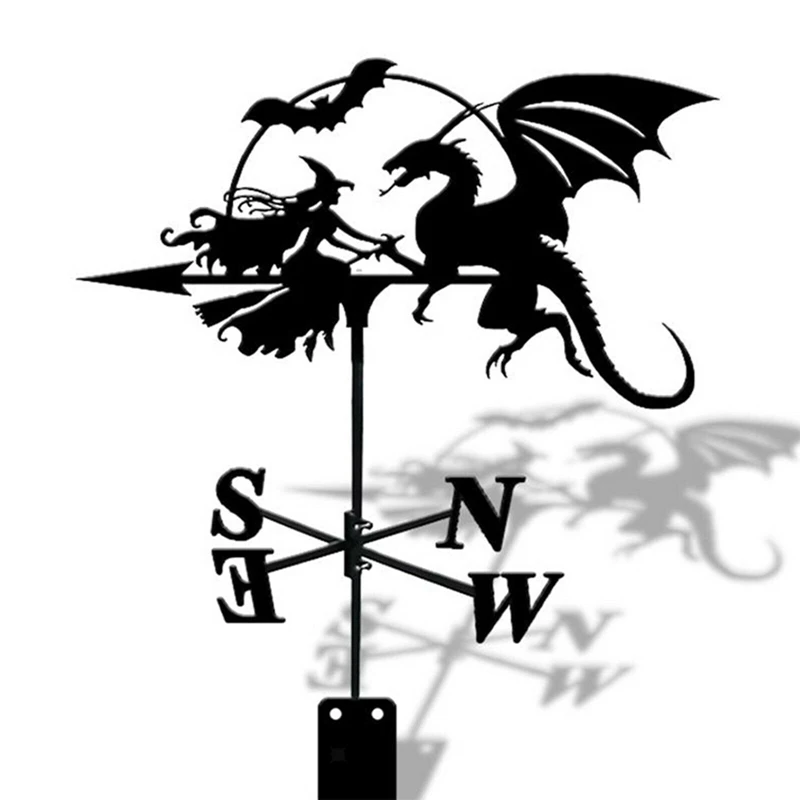 

New-Retro Weather Vane Farm Weather Vane Wind Direction Indicator Witch&Dragon