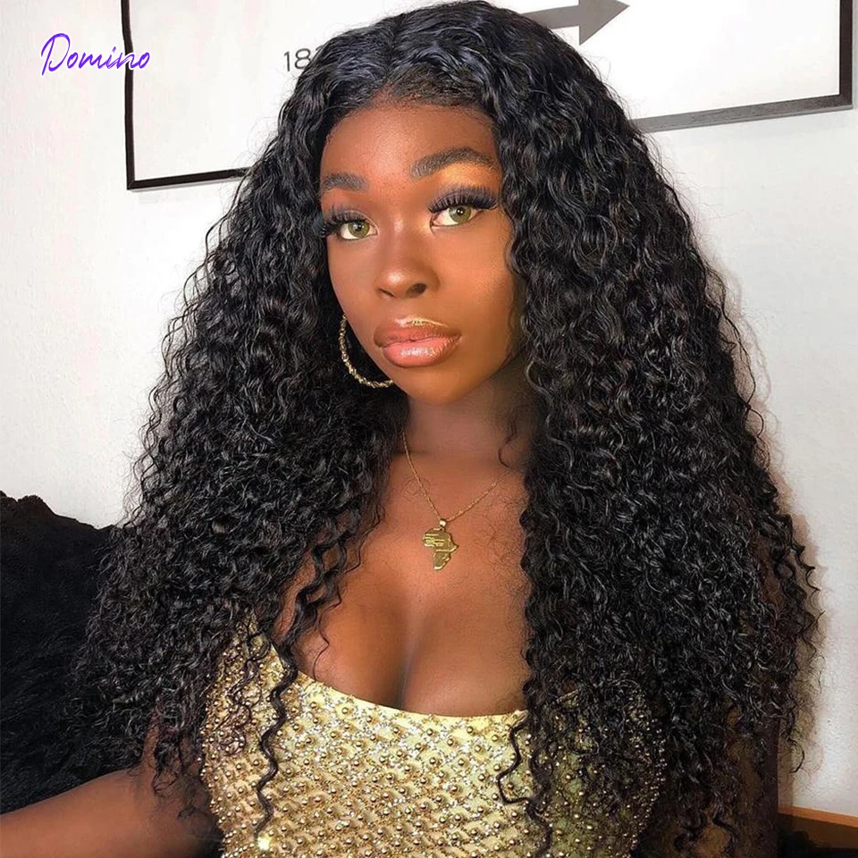 Water Wave Lace Front Wigs For Women With Baby Hair Curly Human Hair Wigs Deep Wave Frontal Wigs Lace Closure Domino