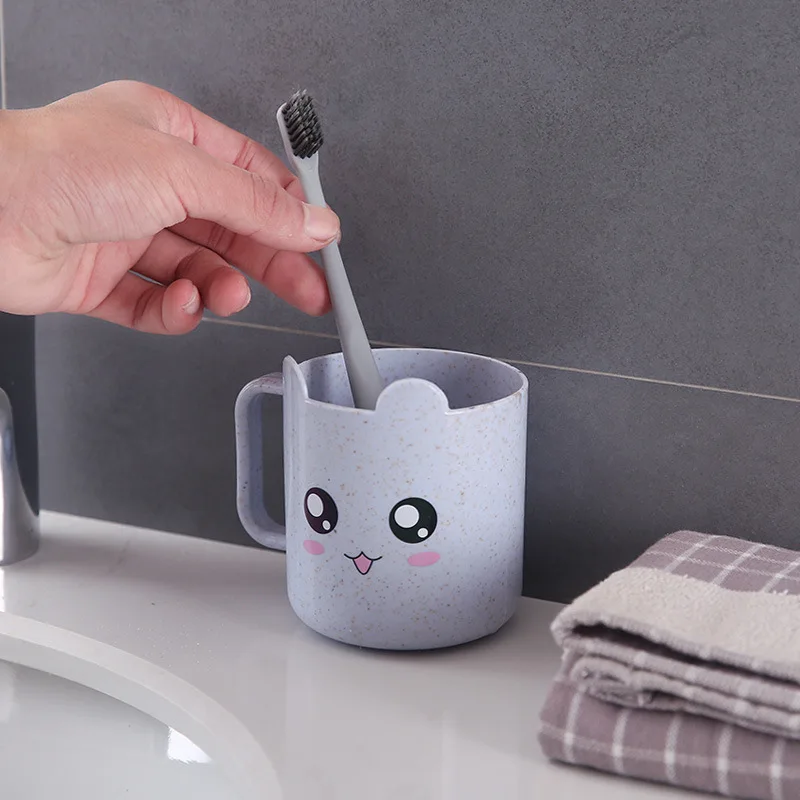 

Kids Children Infant Baby Milk Cup with Handle Breakfast Mug Drink Home Cup Cartoon Cup Wheat straw