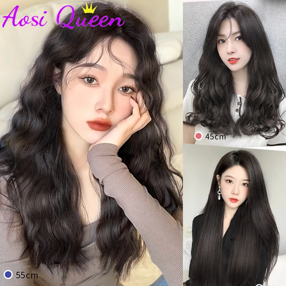 AOSI синтетический женский парик из трех частей пушистые накладные волосы для