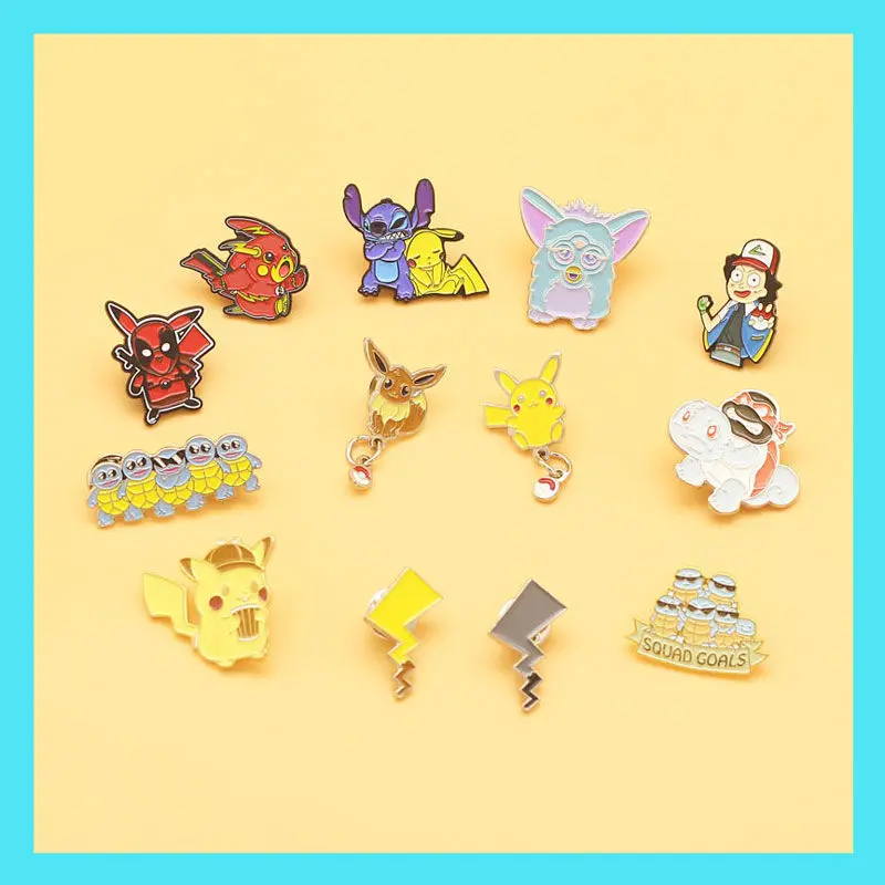 

Pikachu Brooch Japanese Cute Cartoon Animation Pokemon Pokemon Golden M Badge Schoolbag Pin