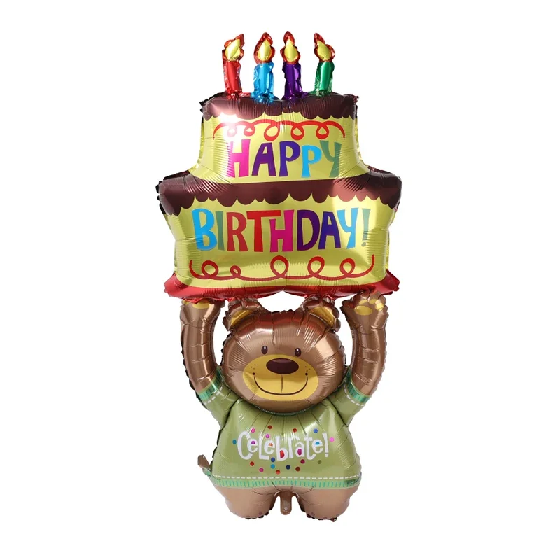 

Фольгированные шары для дня рождения, мультяшный медведь и торт