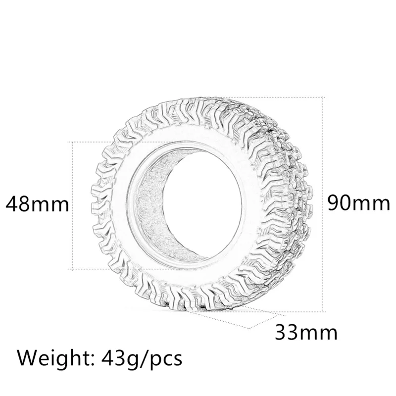 

4PCS 90mm 1.9 Rubber Tire Wheel Tyres for 1/10 RC Crawler Car Traxxas TRX4 RC4WD D90 Axial SCX10 II III Redcat MST