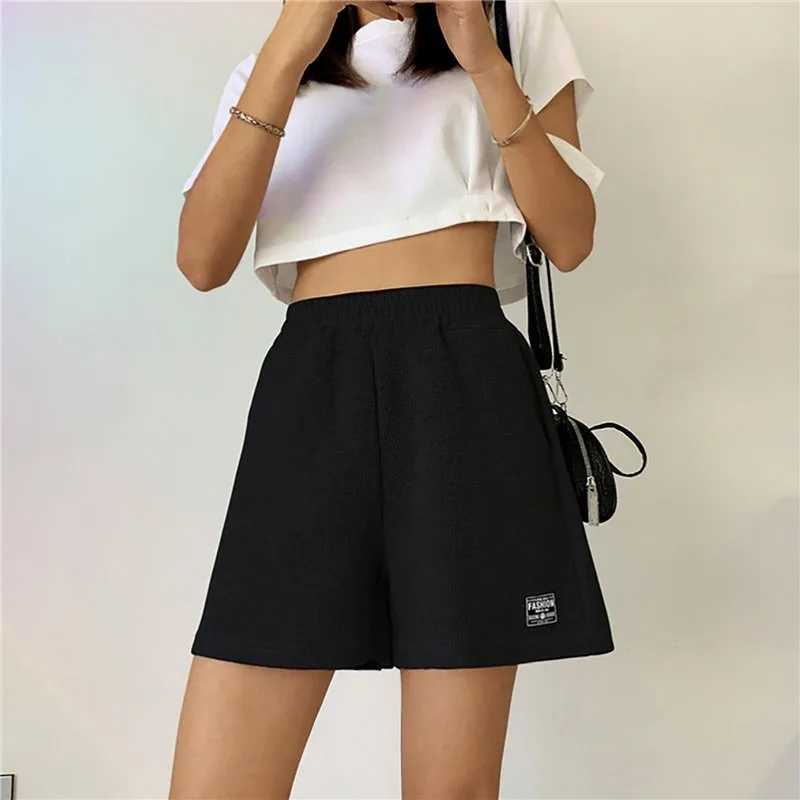 

Workout Shorts Soft Ladies Wide Leg Pants No-fading Women Shorts High Waist Pocket Short Pants Sports Wear
