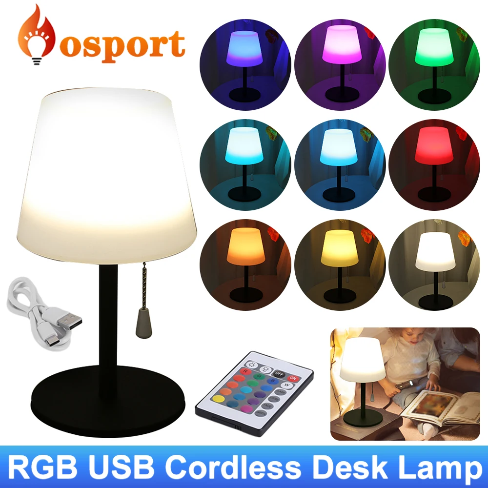 

Беспроводная настольная лампа, прикроватная лампа RGB для спальни, с USB-зарядкой, для ухода за глазами