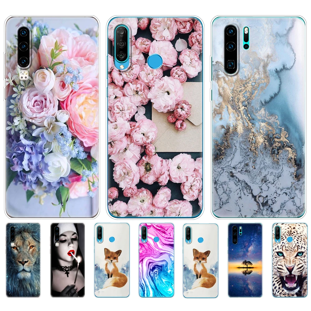Case for Huawei P30 back Cases Huawei P30 Pro  Silicone TPU Phone Back Cover On Huawei P30 lite VOG-L29 ELE-L29  covers marble