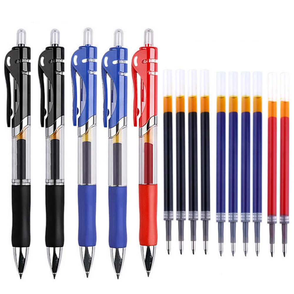 

Retractable Gel Ink Ball Point Pen Japan Black/Blue/Red School 0.5mm Refills Office Ballpoint Stationery Accessories 10pcs Core
