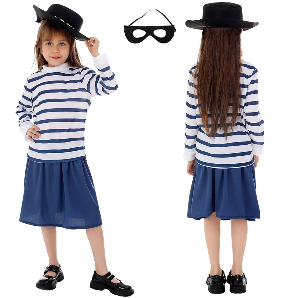 Костюм для косплея с героями мультфильмов рубашка в полоску шляпа очки наряд