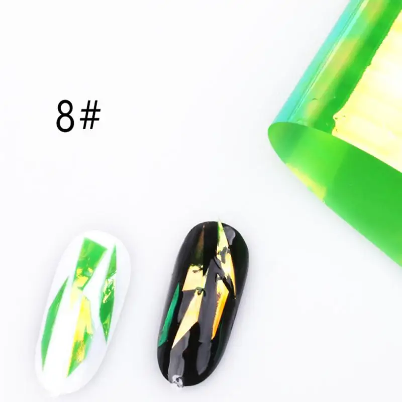 

Nail Art Aurora Sticker Strip Glass Phantom Color Paper Laser Mirror Boxed Glass Sticker Aurora Cellophane Nail Art Stickers