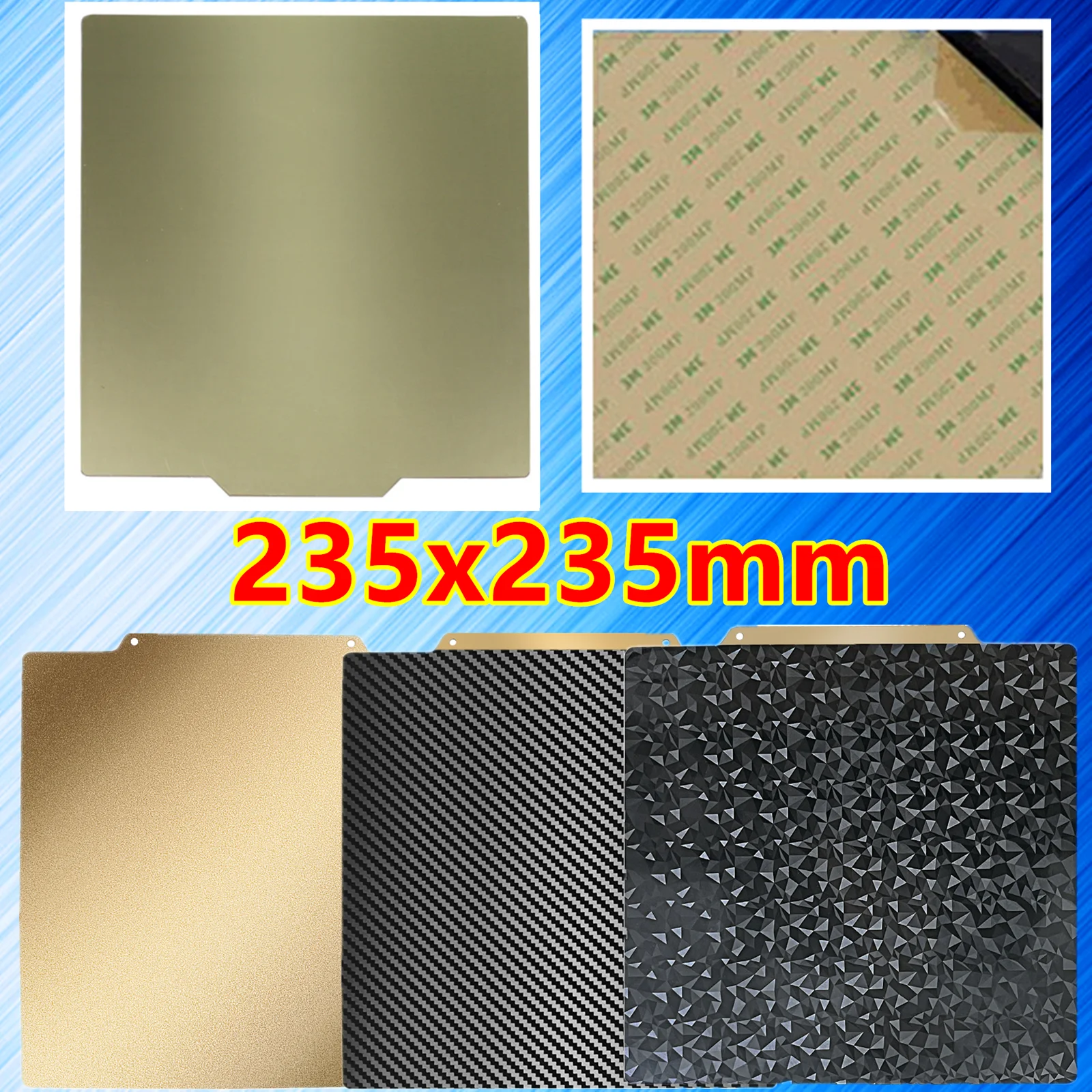 

Textured/Smooth Double Sided PEI Sheet 235x235mm for Creality Ender 3/S1 Pro/ V2 Neo Spring Steel Sheet Ender 5 C2 Build Plate