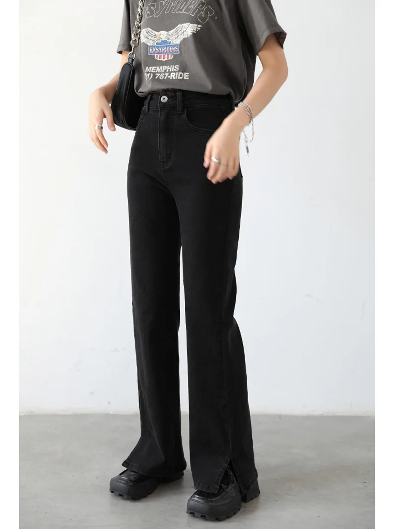 

Y2k Spice Millennial Embroidery Heart High waisted Slimming slit micro-cut jeans girl