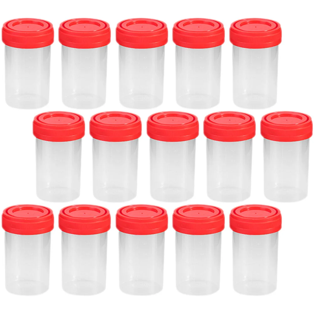 

15 Pcs Sampling Cup Urine Plastic Measuring Scale Graduated Lid Sterile Pee Container Men Man Cups Testing Specimen Lids