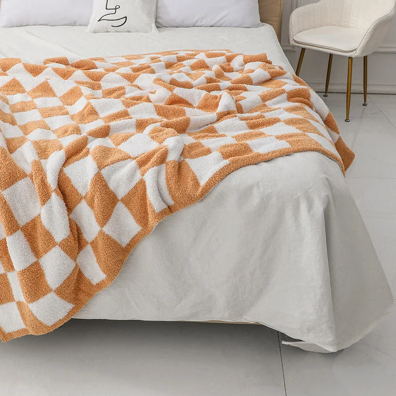 

Half Velvet Sofa Blanket Plaid Thread Blanket Shawl Knitted Blanket Office Home Air Conditioning Nap Blanket Blankets for Beds
