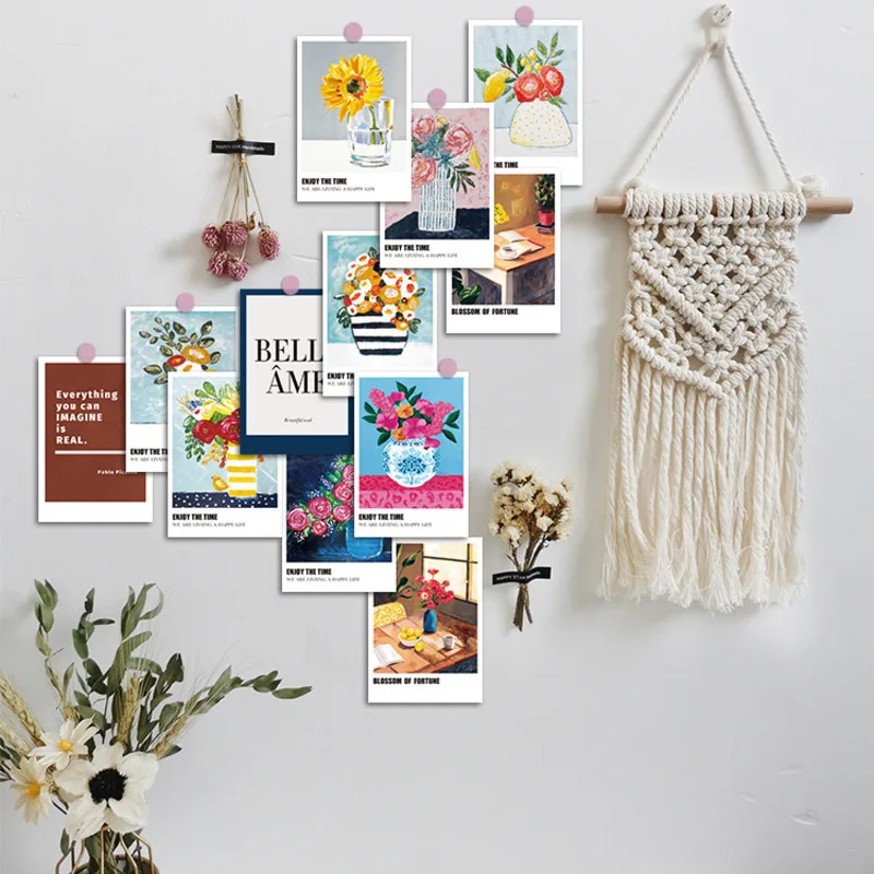 

Ins Art Vase Sflower Wimming Pool Postcards Creative Diy Decoratiove Card Bedroom Background Wall Stickers Photo Props 15 Sheets
