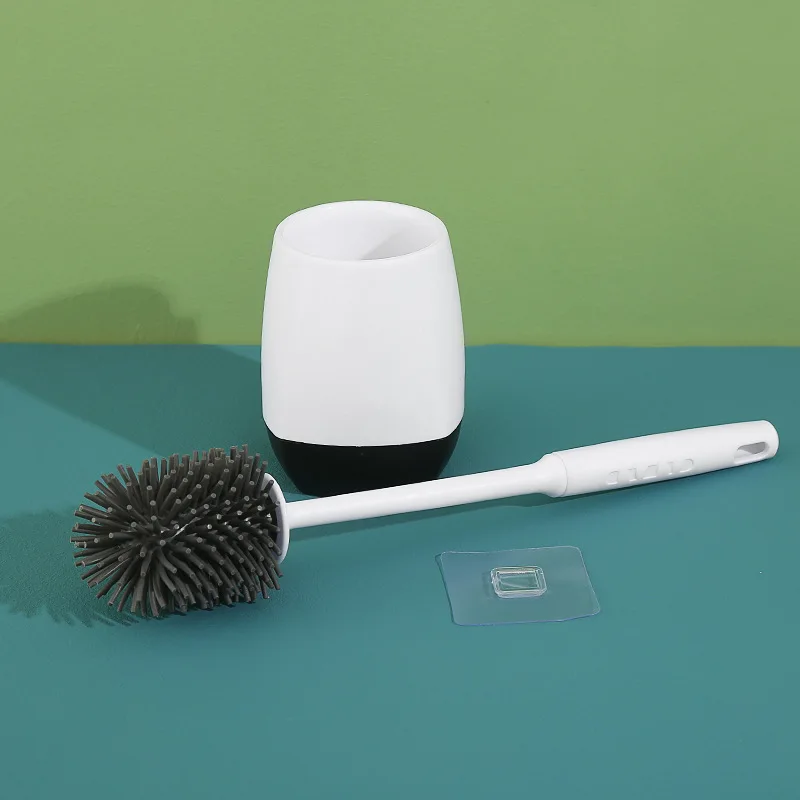 

Белая щетка для унитаза, силиконовые инструменты для чистки с мягкой щетиной, настенная быстросохнущая основа для очистки унитаза, стеллаж ...