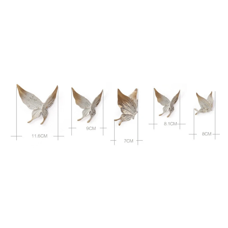 

5PCS 3D Stereo Resin Wall Hanging Butterfly TV Background Wall Sticker Mural Ornaments Crafts Home Wedding Decoration
