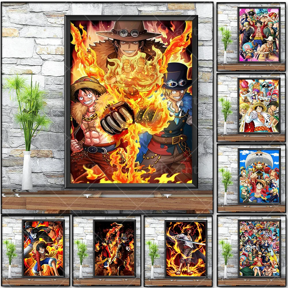 

Anime Poster One Piece Luffy Pictures Modern Mural Wall Art Oil Painting Child Bedroom Decoration Prints Decor Cuadros 40x50cm