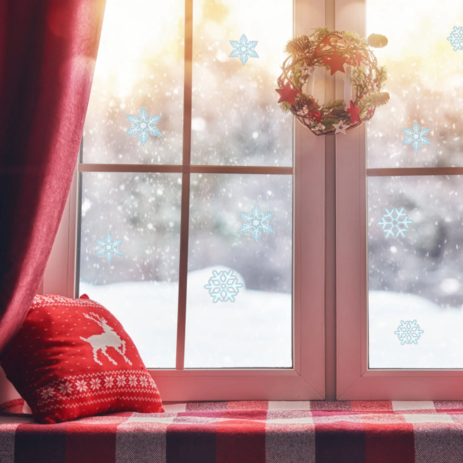 4 шт. наклейки на снежное стекло снежинка наклейка окно рождественская тема