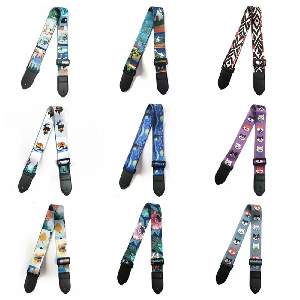 

Adjustable Guitar Strap Universal Extra Wide Music Hobby Guitar Shoulder Strap Cute Instrument Electric Guitar Belt Folk Guitar