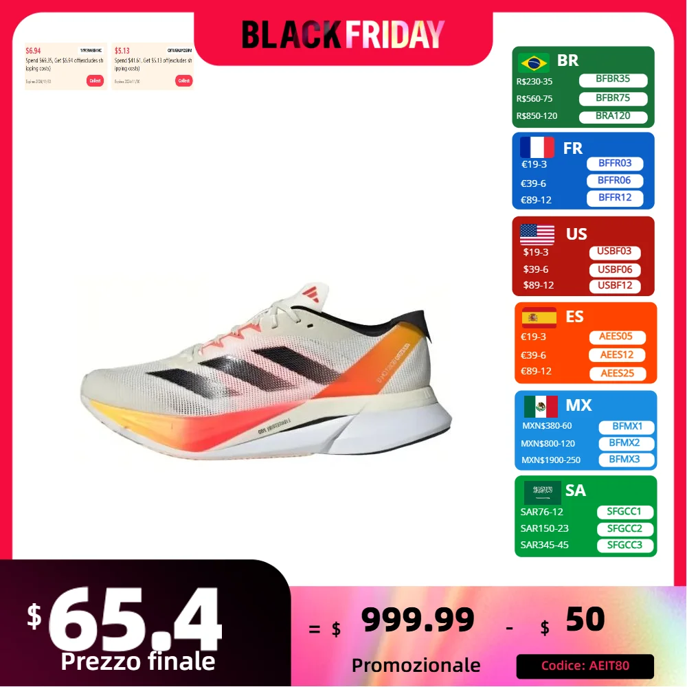 Мужские и женские беговые амортизирующие кроссовки Adidas Original Adizero Boston 12