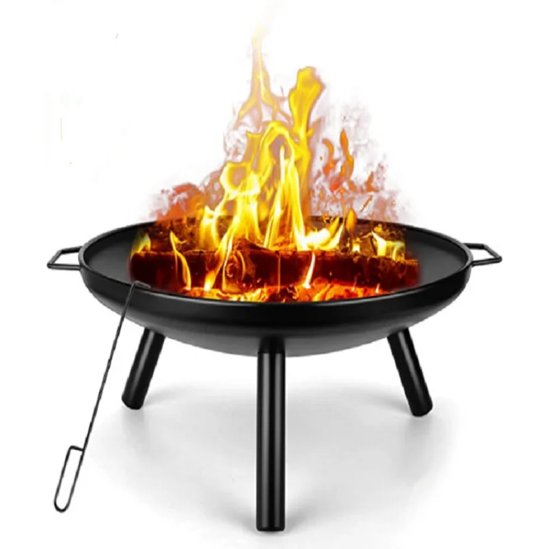 

58Cm Iron Large Fire Bowl Cast Iron Firepit Modern Fire Pit Garden Fireplace Outdoor for Garden Patio Terrace Camping BBQ Camp